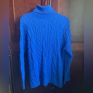 & Other Stories Blue Cable Knit Oversized Turtleneck Sweater $90 retail Size XS